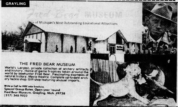Fred Bear Museum  and Bear Mountain - 1975 Ad